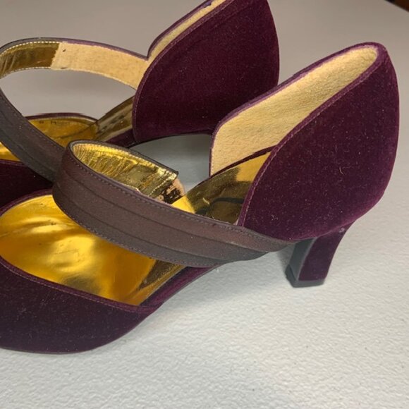 Vintage Nina Purple Velvet & Gold Dark Romance Goth Heels Made in Spain - Size 6 - Picture 4 of 10